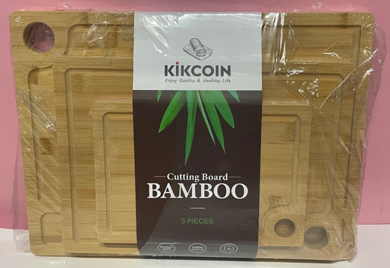 NEW Kikcoin cutting board bamboo 3 pieces