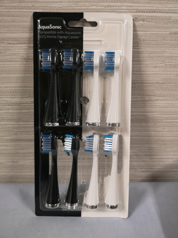 8 New Aqua Sonic Electric Toothbrush Heads - Torn Packaging
