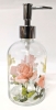 New Topadorn Glass Soap Pump Dispenser Floral and Butterfly 17 oz