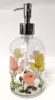 New Topadorn Glass Soap Pump Dispenser Floral and Butterfly 17 oz - 2