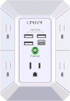 New - USB Wall Charger, Surge Protector , 5 Outlet Extender with 4 USB Charging Ports