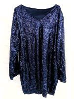 New Glittering Long Sleeve Sequin Top (Size: 3XL)