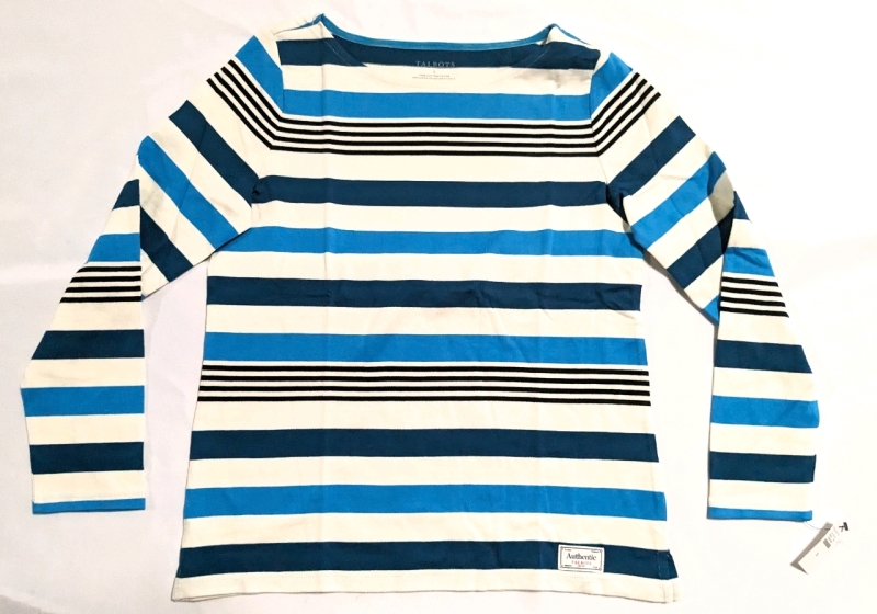 New TALBOTS 100% Cotton Long-sleeve Striped Top (Size Small)