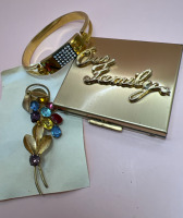 Czechoslovakia Crystal Brooch Rhinestone Bracelet Compact