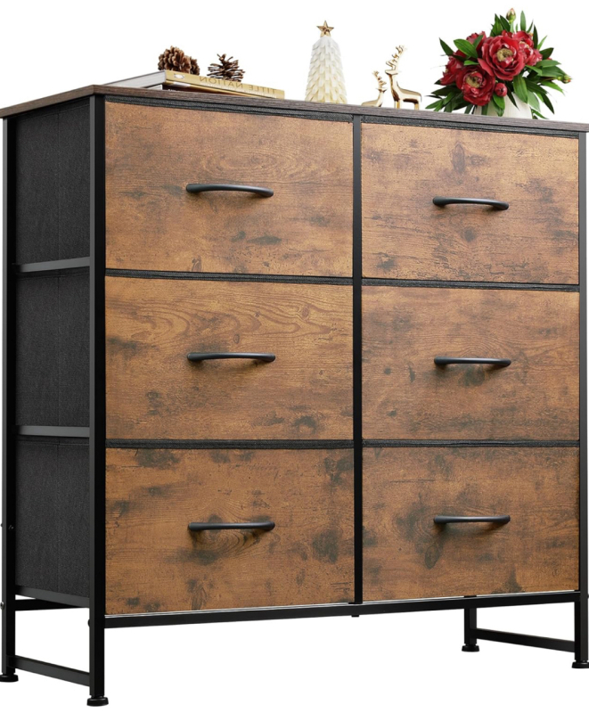 New Large Fabric 6 Drawer Storage Cabinet