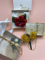 Vintage Boxed Jewelry Napier Statement Genuine Leather Brooch