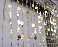 New - FlavorThings Gold Disc Beaded Curtain , 35"&times;79"