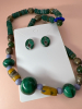 Southwest Native Sterling Malachite Earrings Necklace