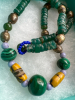 Southwest Native Sterling Malachite Earrings Necklace - 4