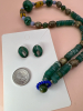 Southwest Native Sterling Malachite Earrings Necklace - 6