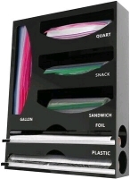 New - Ziplock Bag Organizer - 6 in 1 Wrap Dispenser with Cutter and Labels