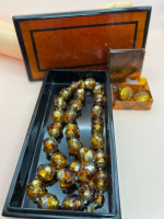 Amber Butterscoth Foiled Glass Necklace Italy Earrings