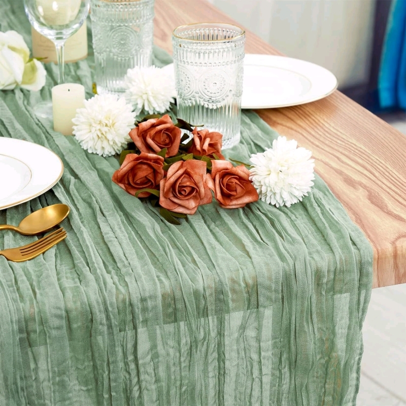5 Sage Green 35x157 Inch Gauze Cheese Cloth Table Runners