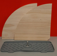 New 2 Solid Wood Corner Shelves, ready for Paint or Stain and a Rubber Mat that will fit around your Kitchen Sink Faucet