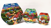 3 New Gorgeous and Brightly Coloured Handpainted Wooden Nesting Boxes