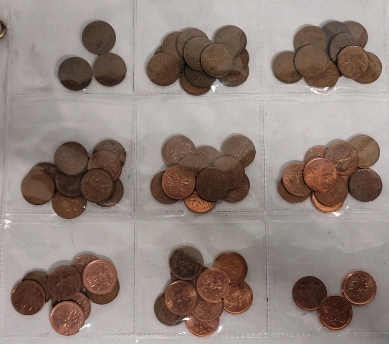 1937 - 2012 Canadian One Cent Penny Lot . 77 Pennies , Consecutive Years