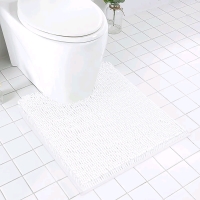 New Non Slip Chenille Mat That Fits Around The Base of Your Toilet in White