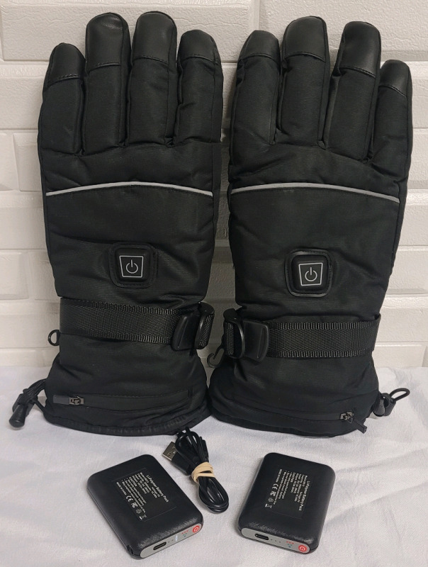 Rechargeable Heated Gloves with 2 Batteries & Charger . Size Large . Working