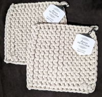 2 New DANICA HEIRLOOM Knit Potholders 8x8 Natural