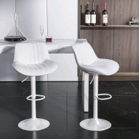 2 New Nalupatio Adjustable Counter Height & Swivel Bar Stools with Backs - White