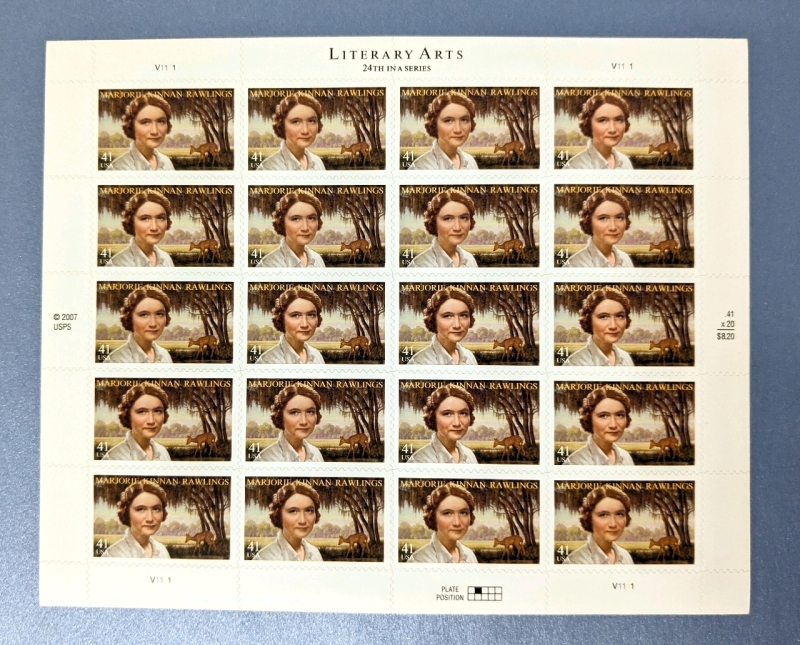 2007 US Postal ' Literary Arts Marjorie Kinnan Rawlings ' 41 Cent Postage Stamp Panel - 20 Stamps