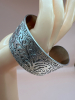 Wide Silver Tone Engaved Bracelet Cuff - 5