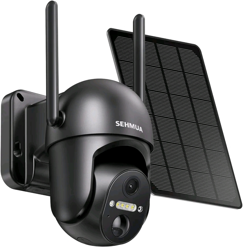 New - Sehmua Solar Pan Tilt Wireless Security Camera , Indoor / Outdoor