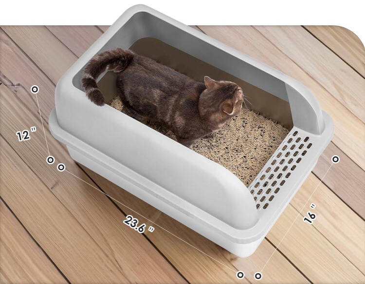 Suzzipaws Enclosed Stainless Steel Cat Litter Box with Lid