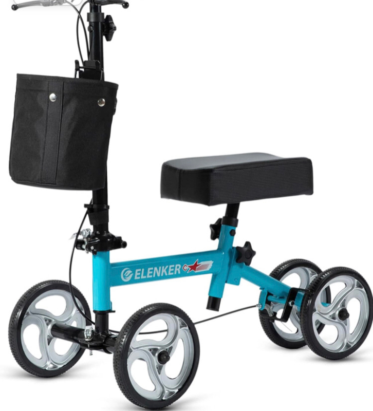 ELENKER Knee Scooter with Basket Dual Braking System for Ankle and Foot Injured