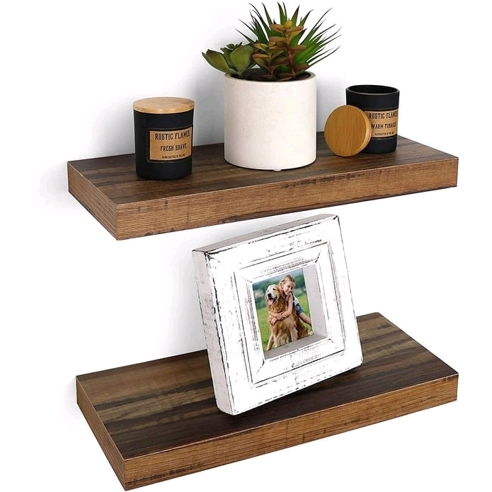 New - 16" Wall Mount Wooden Floating Shelves , 2 Pack