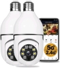 2 New Kowvowz 2.4GHz & 5GHz Wireless 1080P Wireless WiFi Light Bulb Security Cameras 360° Indoor / Outdoor