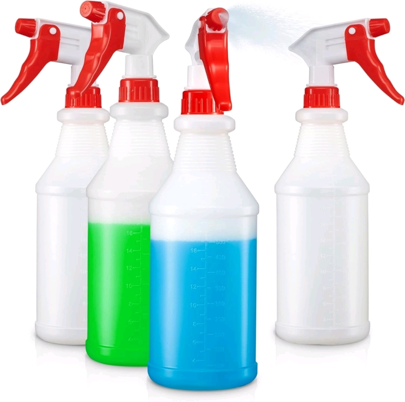 New SUPER+ 4 Pack Plastic Spray Bottles 24 OZ – Leak Proof, Adjustable Nozzle, Empty Spray Bottles For Cleaning Solutions, Plants, Pet, Or Diy Spray Bottle