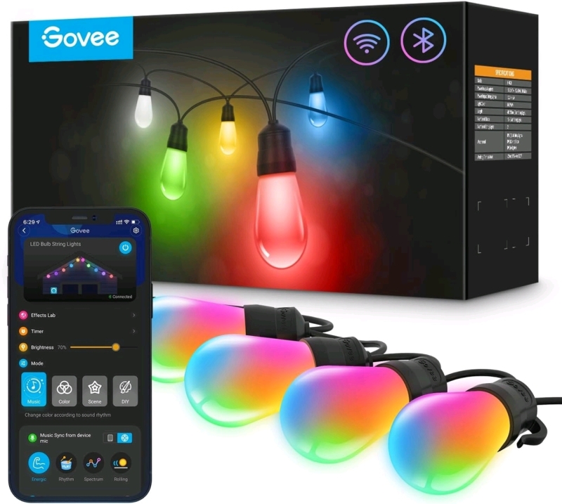 New GOVEE Lynx Dream LED Bulb Outdoor String Lights H7021 48ft / 15m Long, 30 Bulbs