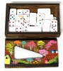 New Gorgeous + Brightly Coloured Handpainted Wooden Coasters Set in Holder & Mini Dominoes Set in Box - 2