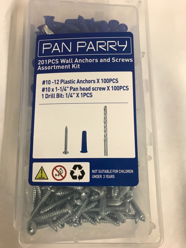 Pan Parry Wall Anchors Screws & Drill Bit like new