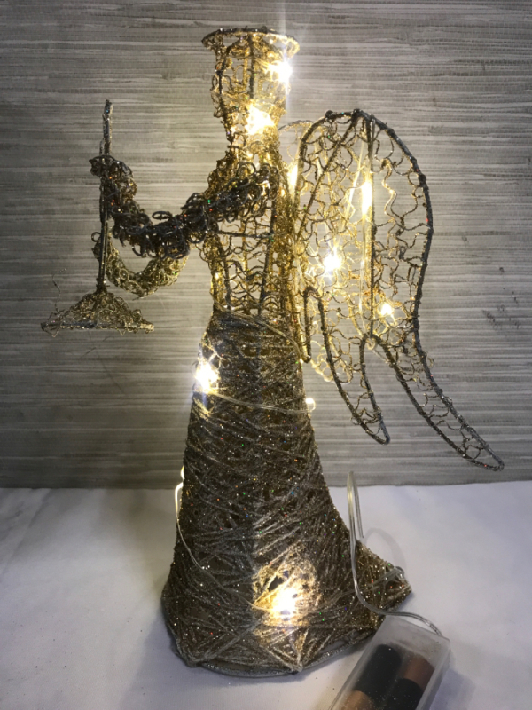 Christmas Angel Tree Topper with lights 12 inches tall like new