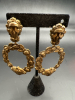 Statement Hoop Earrings 3 tone Spinner Ring - 5