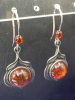 Beautiful Sterling Amber Cabachon Earrings