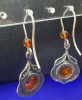 Beautiful Sterling Amber Cabachon Earrings - 2