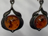 Beautiful Sterling Amber Cabachon Earrings - 3