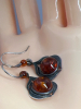 Beautiful Sterling Amber Cabachon Earrings - 6