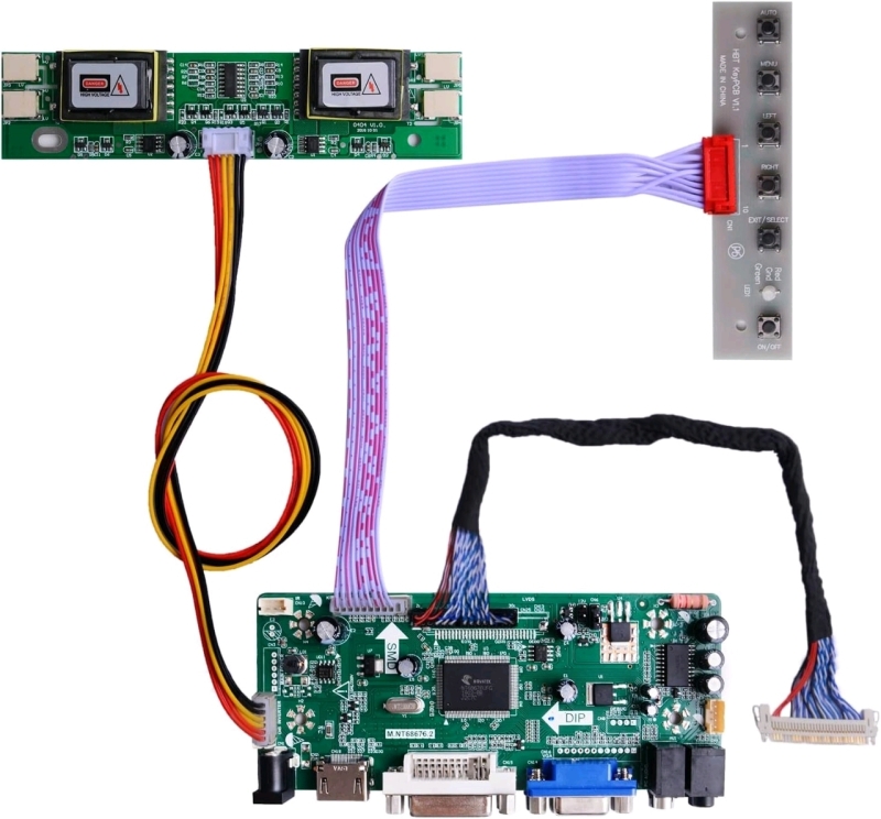 New GeeekPi NT68676 HDMI + VGA + DVI + Audio Input LCD Controller Driver Board or HSD190MEN4 M170EN06 17" 19" 1280x1024 4CCFL 30Pins LCD Panel, Fit for Arcade1Up Monitor