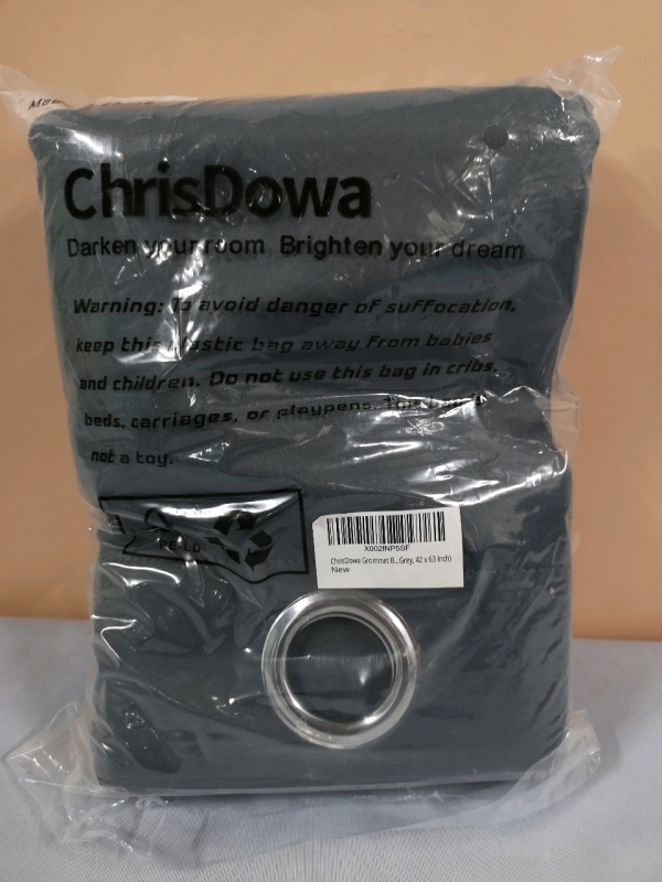 2 New Chris Dowa Grey Blackout Curtains 42 by 63"