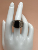 925 Sterling Silver Size 13 Ring Black Stone - 4