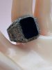 925 Sterling Silver Size 13 Ring Black Stone - 5