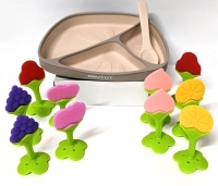 BRUTOT Silicone Non-Spill Food Tray & 10 New Silicone Freezer-Safe Teethers