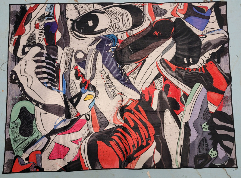 New - Retro Basketball Shoes Tapestry Sneaker Design Tapestry Photo backdrop