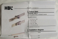 New - HBL' Stainless Steel Corner Hinge , Model # HBL117