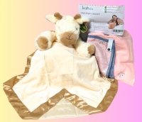 IcoPuca Car Seat Canopy & Bearington Lil' Lofty Plush Animal Character Baby Blanket