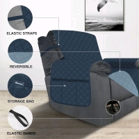 New Deeky Reversible Oversized Recliner Cover - Blue & Light Blue